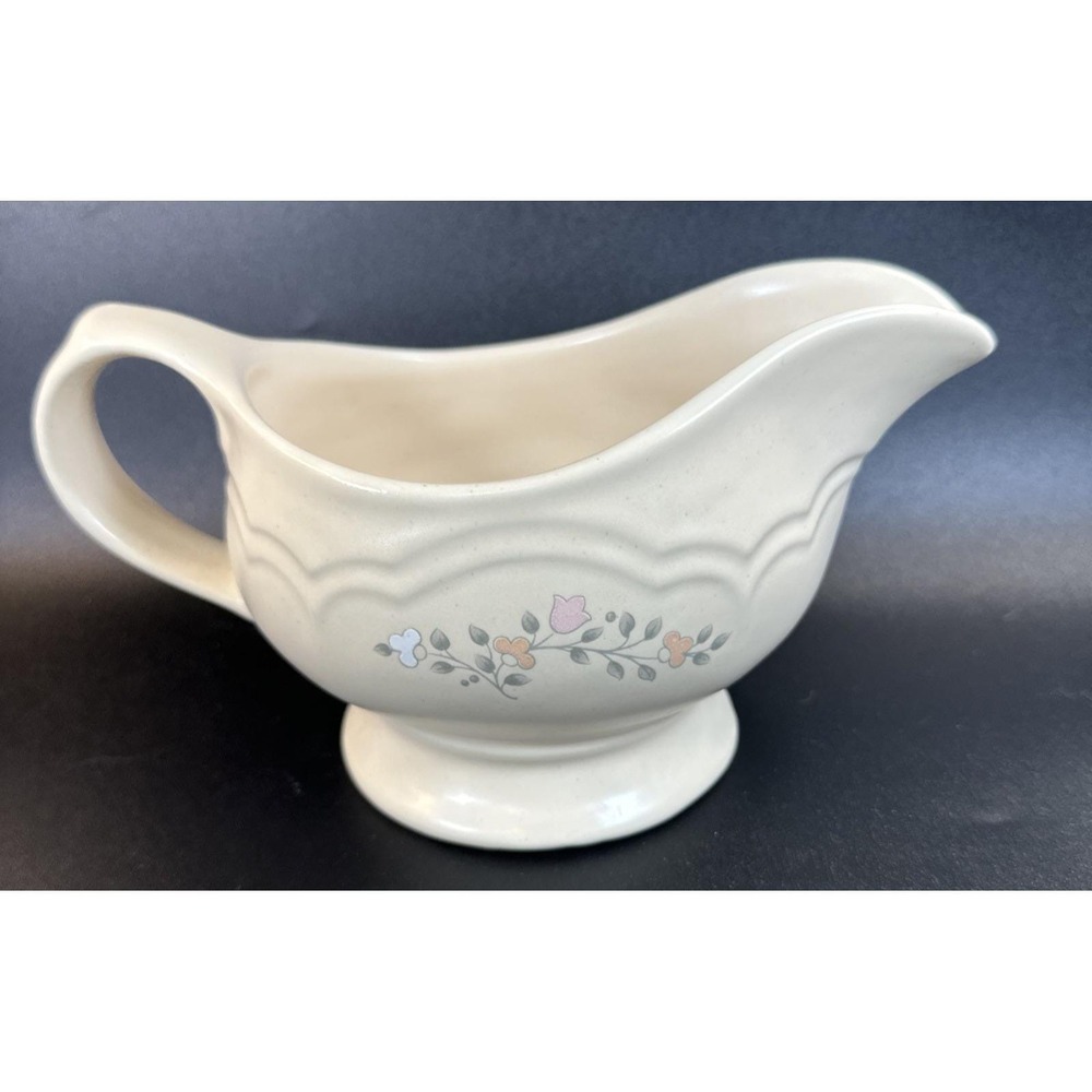 Vintage Pfaltzgraff Gravy Boat Discontinued Stoneware Floral Cottage Core